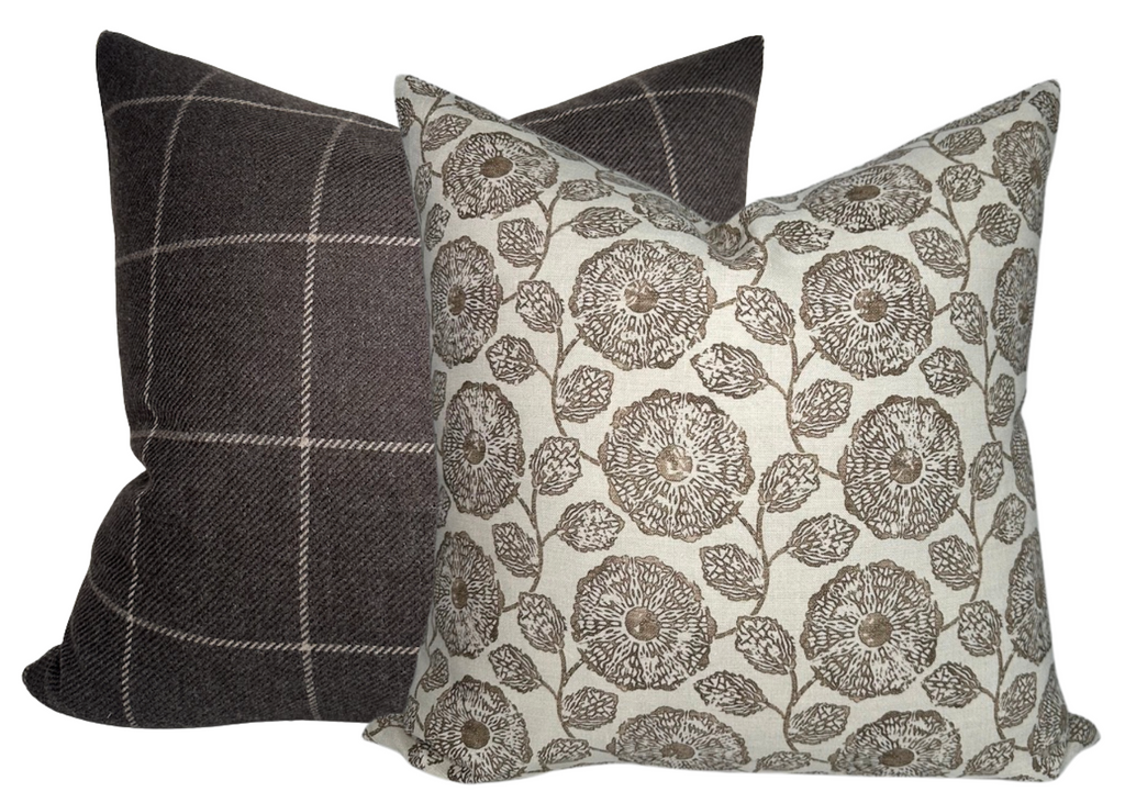 Freedia Pillow Cover in Sepia, Susan Connor Textiles