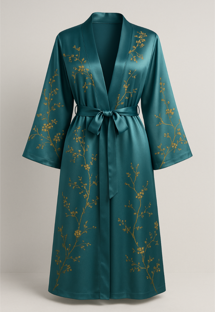 The Soft Life Set – Satin Robe & Nightgown Duo by KUSHIE