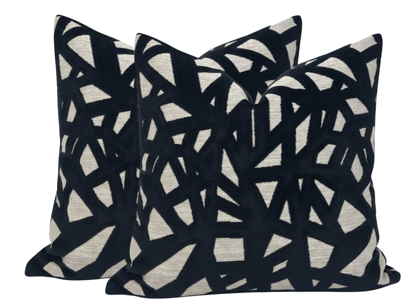 Abstract Velvet Pillow Cover in Black, Kravet Woven Textiles