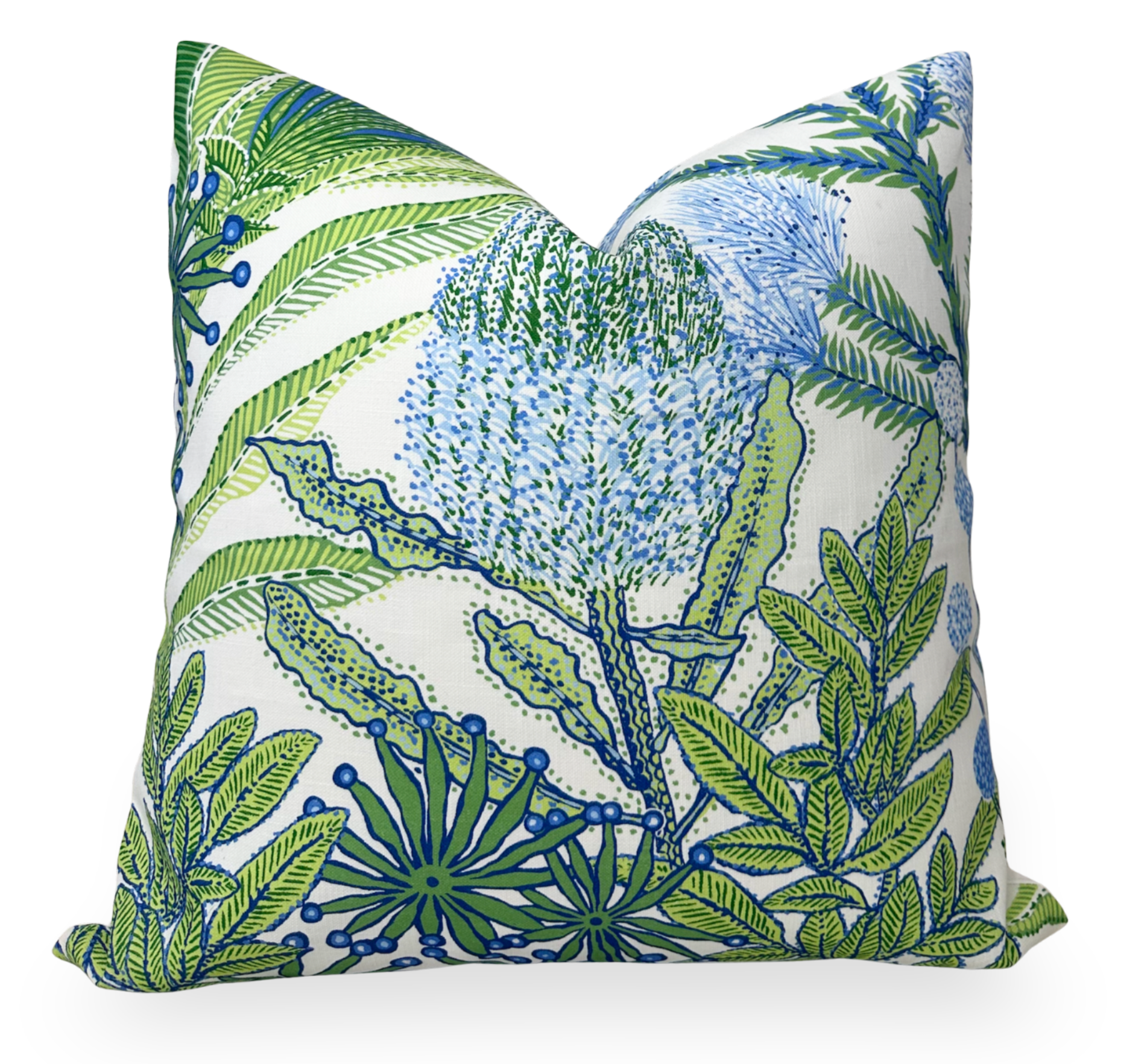 Protea Performance Pillow Cover in Blue + Green, Thibaut Pillows