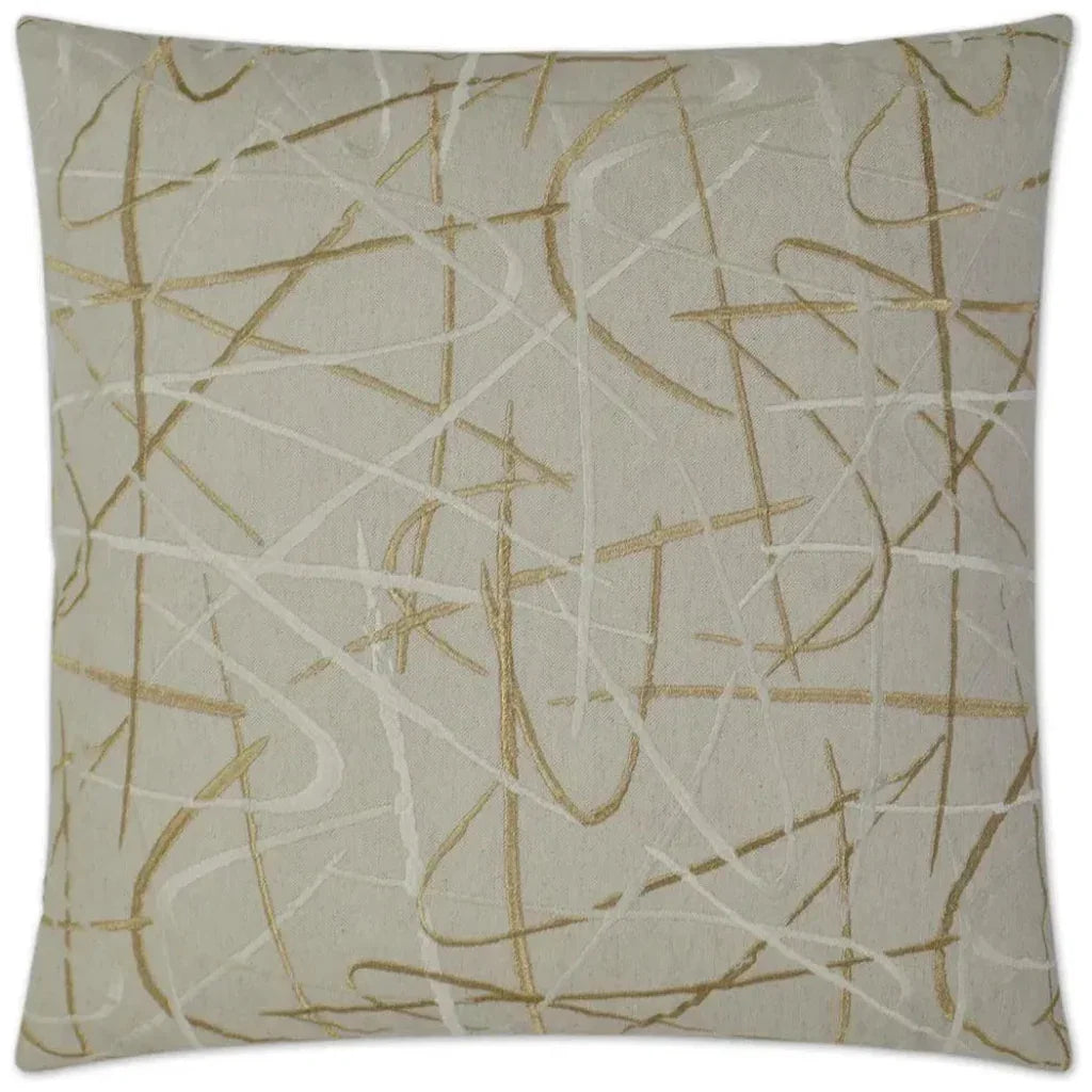 Scribble Gold Throw Pillow With Insert