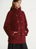 Burgundy Faux Fur Coat