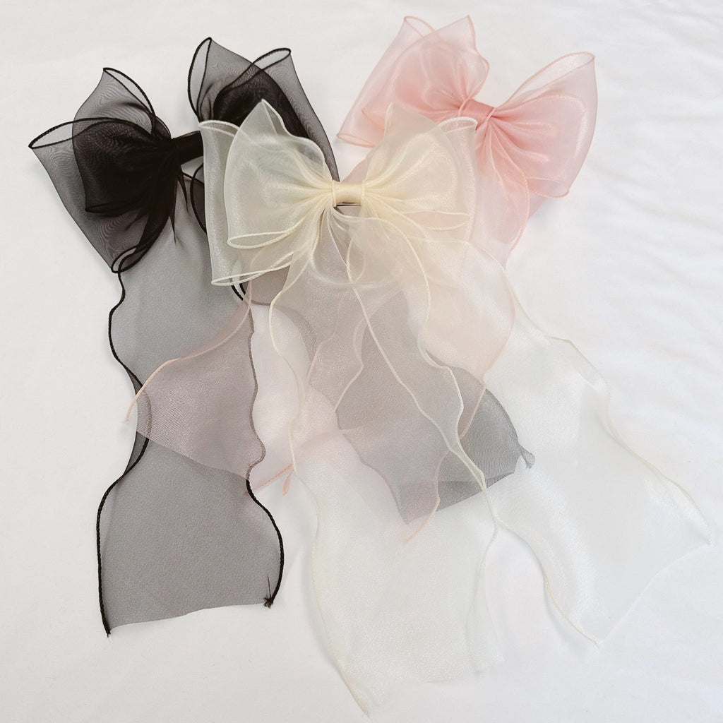 Sheer Silky Statement Hair Bow Clip