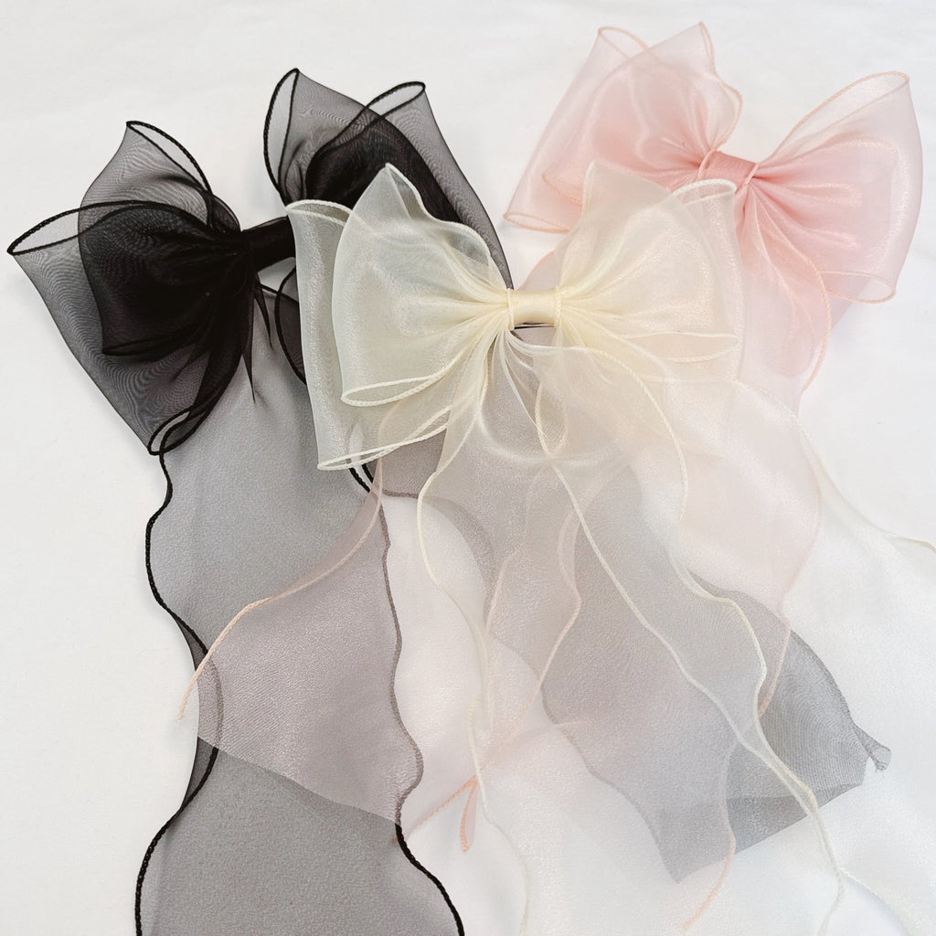 Sheer Silky Statement Hair Bow Clip