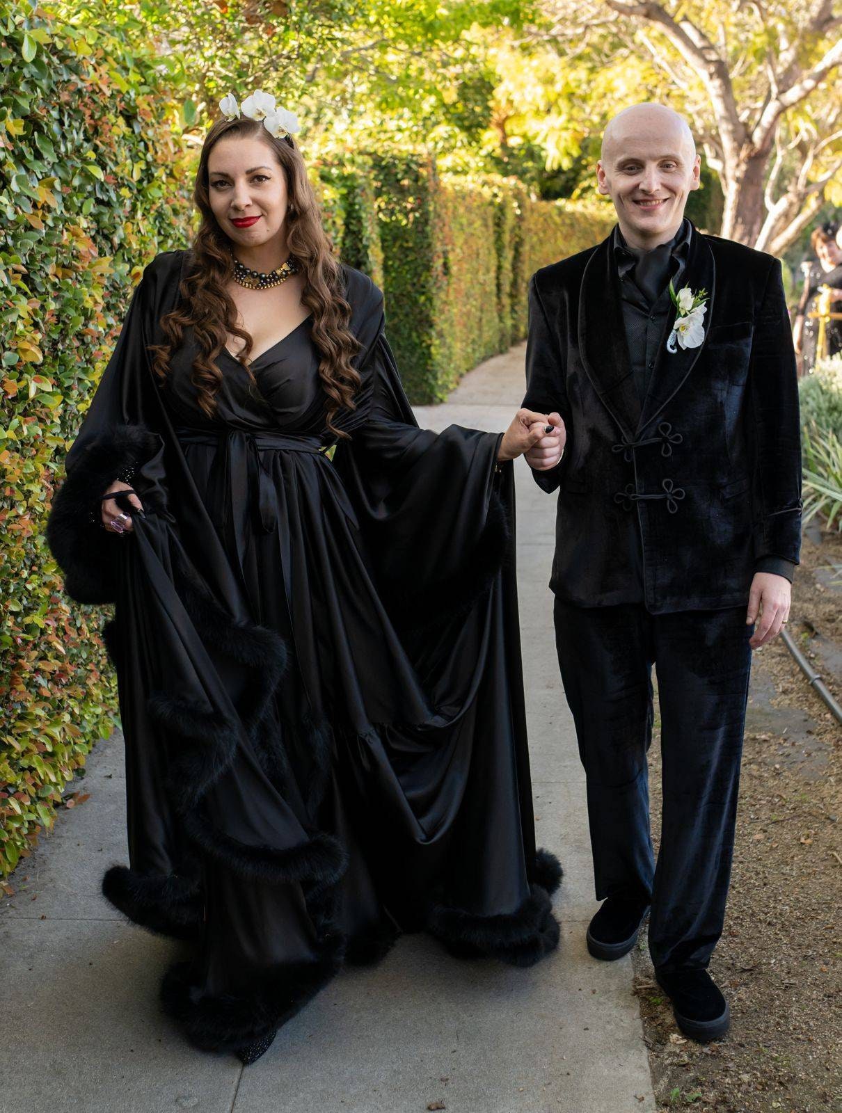 Silky Satin Feather Fringe Hem Long Robe (Victorian Style) - next day shipping selective colors