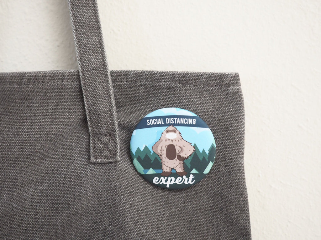 Social Distancing Bigfoot Pinback Button 2.25"