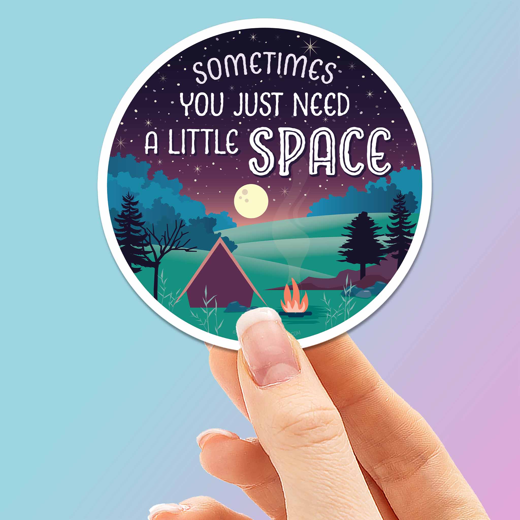 Just Need A Little Space Camping Sticker - Mountains