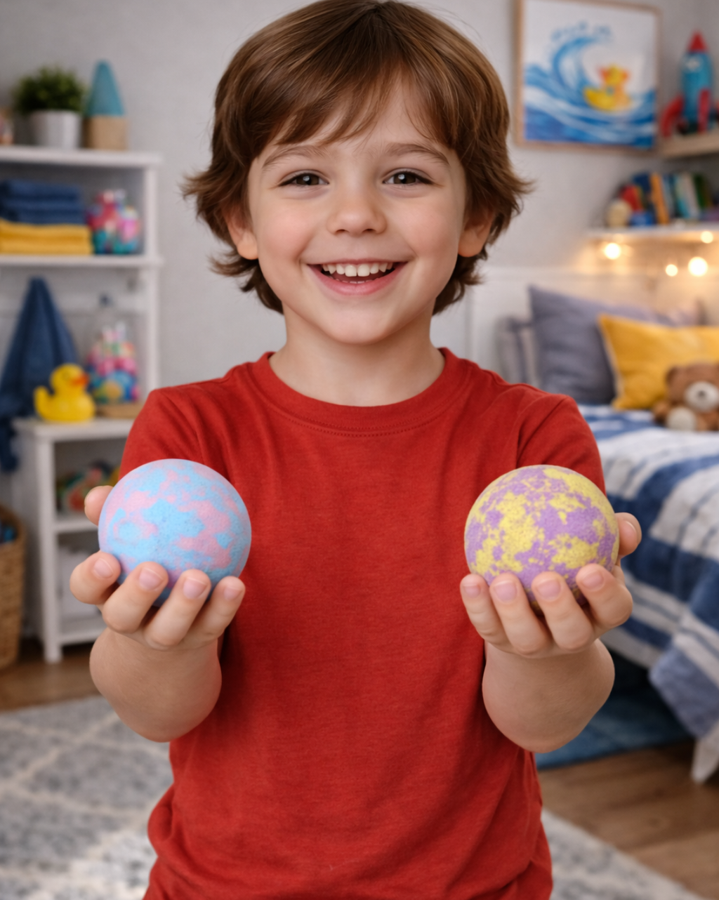 EvolutionUSA Space Bath Bombs for Boys & Girls – 6 Planet Bath Bombs with Toy Inside, Organic Childrens Bathbomb Set, Cosmic Bath Fizzers, Kid Bath Bomb Gift for Valentines, Birthday, Christmas & Easter