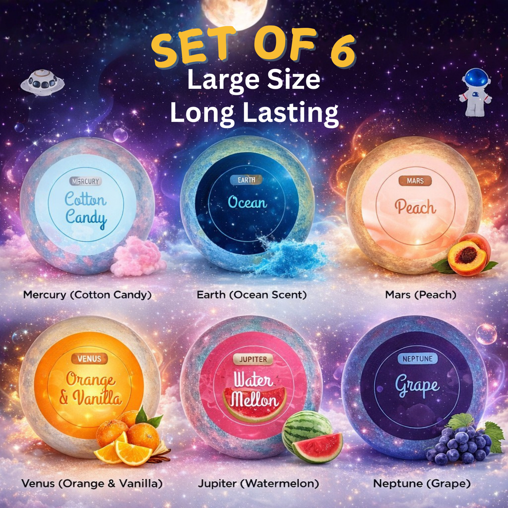 EvolutionUSA Space Bath Bombs for Boys & Girls – 6 Planet Bath Bombs with Toy Inside, Organic Childrens Bathbomb Set, Cosmic Bath Fizzers, Kid Bath Bomb Gift for Valentines, Birthday, Christmas & Easter
