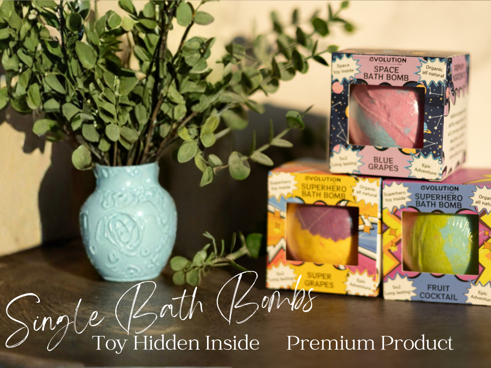 EvolutionUSA 1pc Epic Superhero Bath Bombs for Kids – Super Hero Bath Bomb with Toy Inside, Lush Children Bathbomb Easter, Organic Bathbomb with Surprise Inside, Fun Superhero Bath Fizzer Valentines