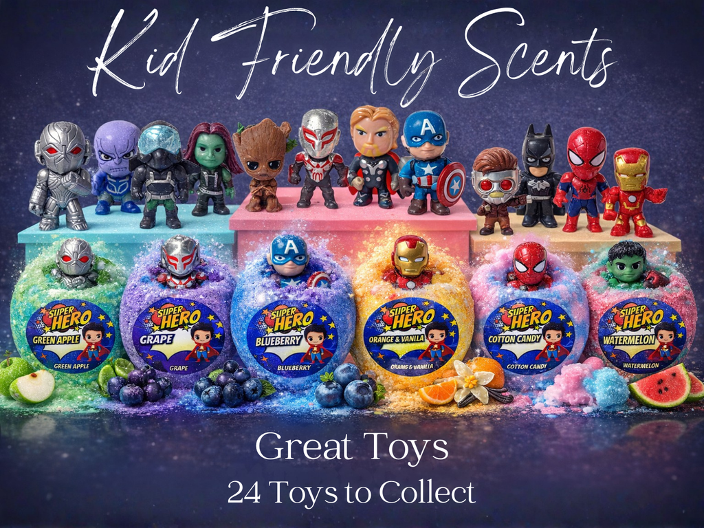 EvolutionUSA 6pc Epic Superhero Bath Bombs for Kids – Childrens Super Hero Bath Bombs with Toy, Organic Bathbomb with Surprise, Fizzy Superhero Bath Balls, Lush Bathbombs Easter, Valentines, Birthday