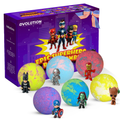 EvolutionUSA 6pc Epic Superhero Bath Bombs for Kids – Childrens Super Hero Bath Bombs with Toy, Organic Bathbomb with Surprise, Fizzy Superhero Bath Balls, Lush Bathbombs Easter, Valentines, Birthday