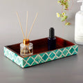 Vanity Trays Moroccan Pattern Bone & Resin Inlay, Green & White, 10" x 6"