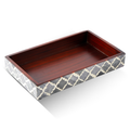 Vanity Trays Moroccan Pattern Bone & Resin Inlay, Grey & White, 10" x 6"