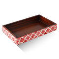 Vanity Trays Moroccan Pattern Bone & Resin inlay, Red & White, 10" x 6"