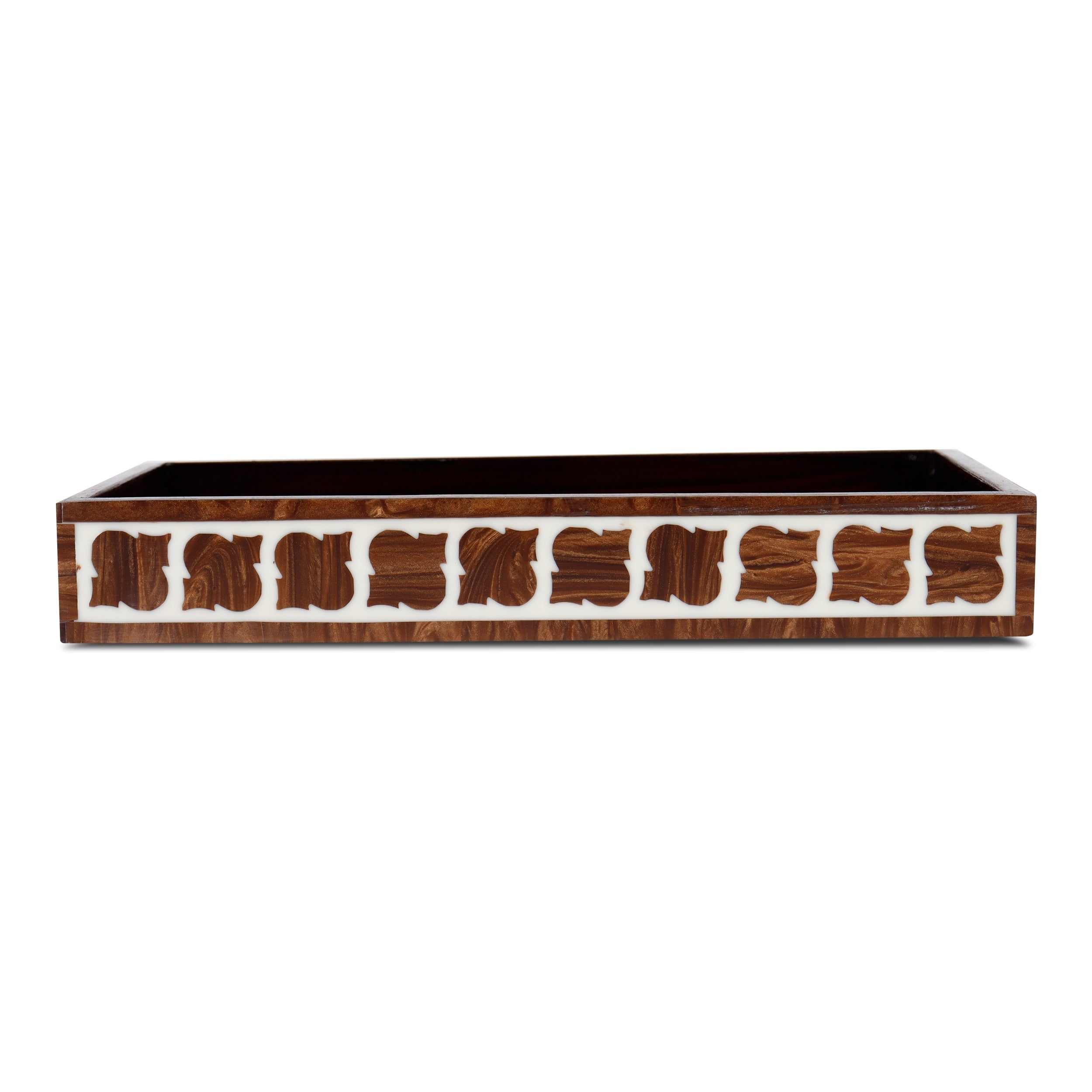 countertop and vanity tray handmade illusion yinyang-pattern 10x6 towel tray brown