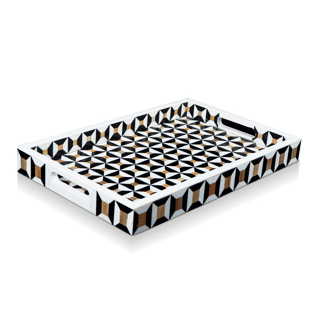Decorative Tray Discovery Cypher Pattern Resin Inlay – 11" x 17", 12" x 12"