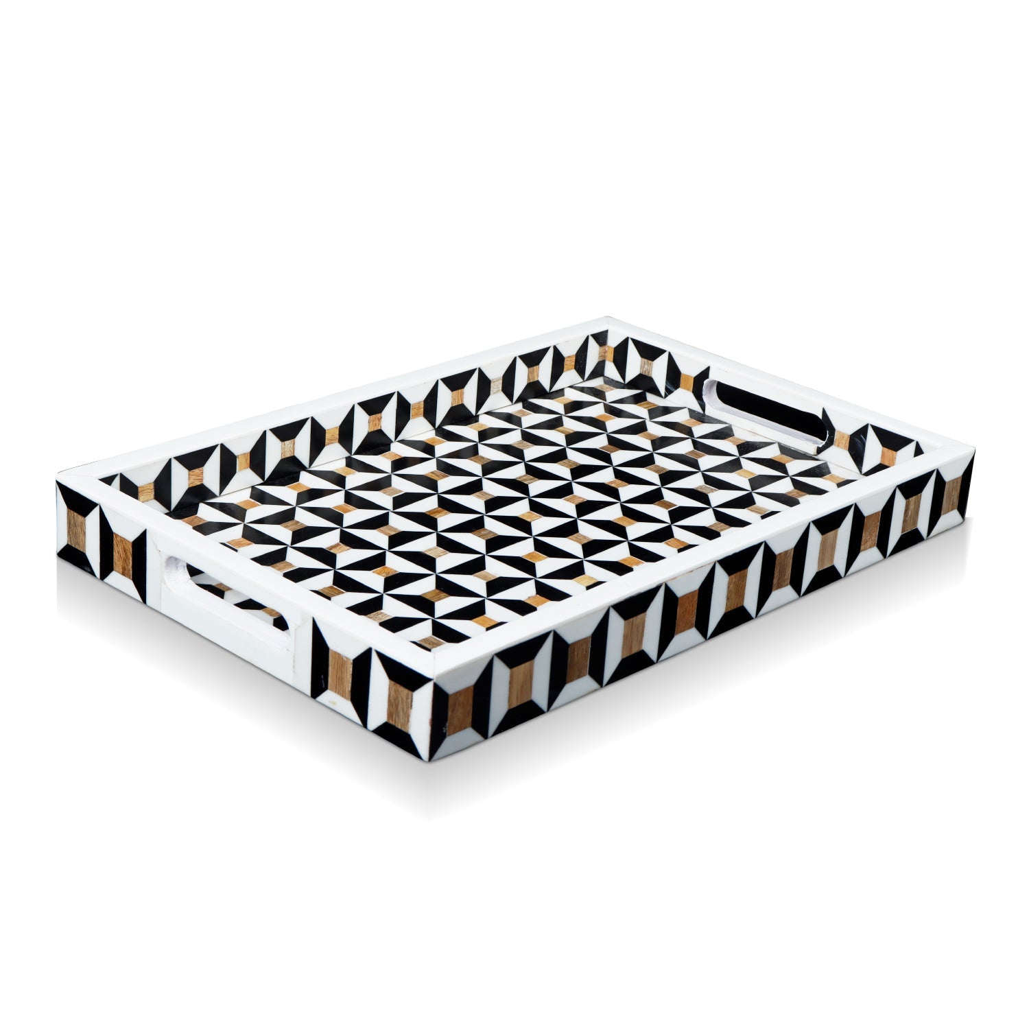 Decorative Tray Discovery Cypher Pattern Resin Inlay – 11" x 17", 12" x 12"