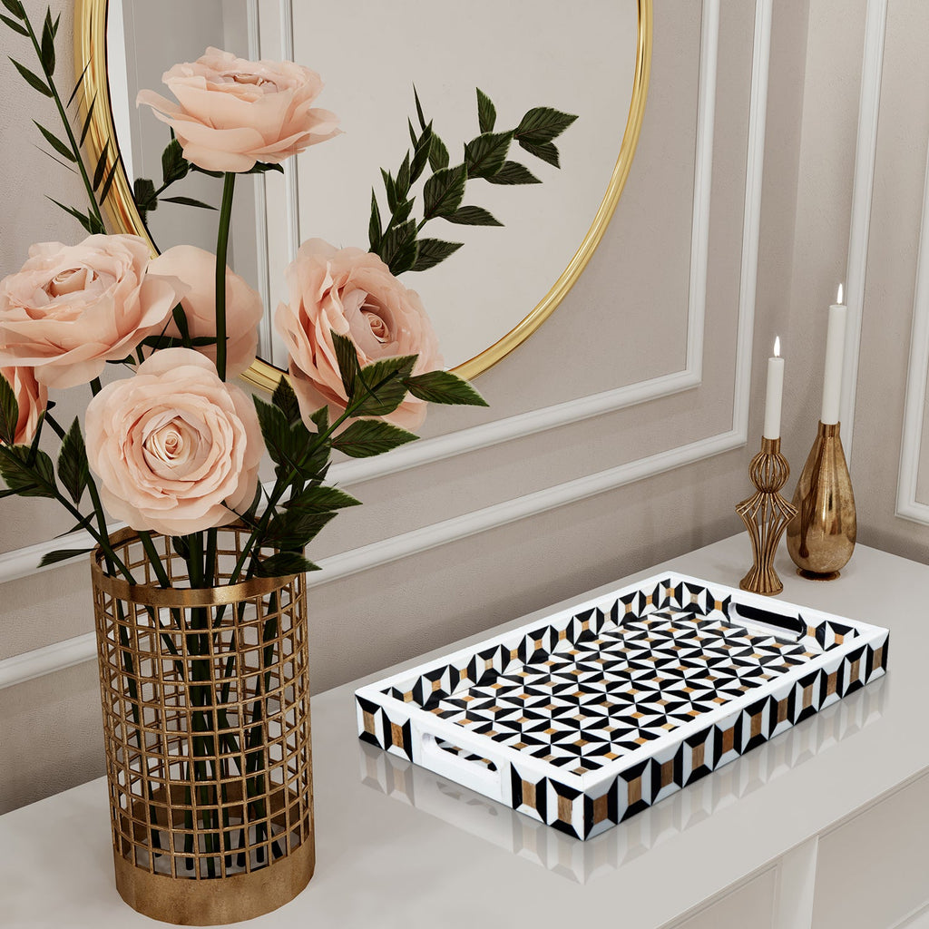 Decorative Tray Discovery Cypher Pattern Resin Inlay – 11" x 17", 12" x 12"