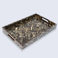 Decorative Tray Discovery Fantazia Brown Resin Inlay, 11" × 17", 12" × 12"