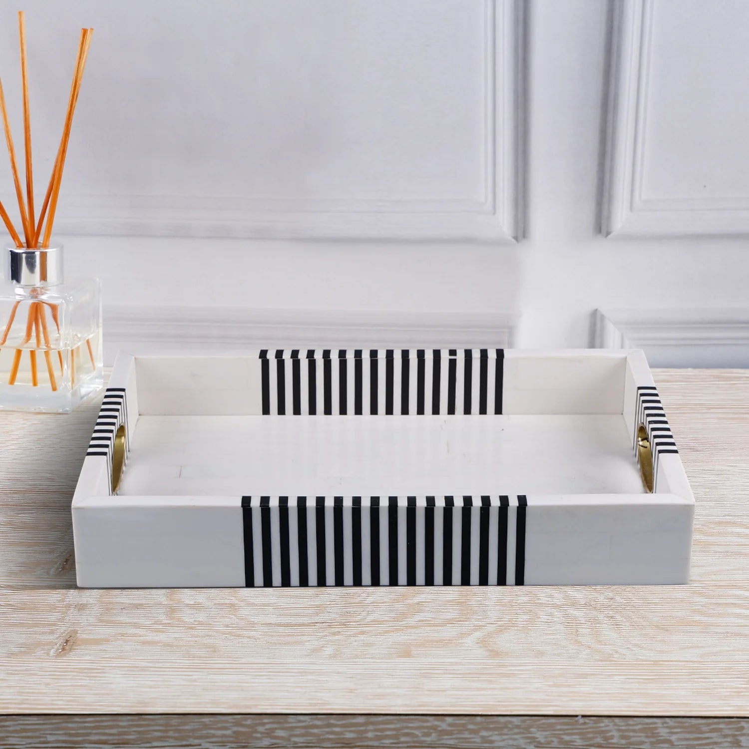 Decorative Tray Reflect Inspired Resin Inlay Vanity & Dresser Organizer – 11x17 Inch