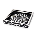 Decorative Tray Illusion Optic Black White Resin Inlay Modern Decorative Tray – 12x12 Inch