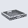 Decorative Tray Zellij Grande Black & White Resin Inlay, 11" × 17", 12" × 12"