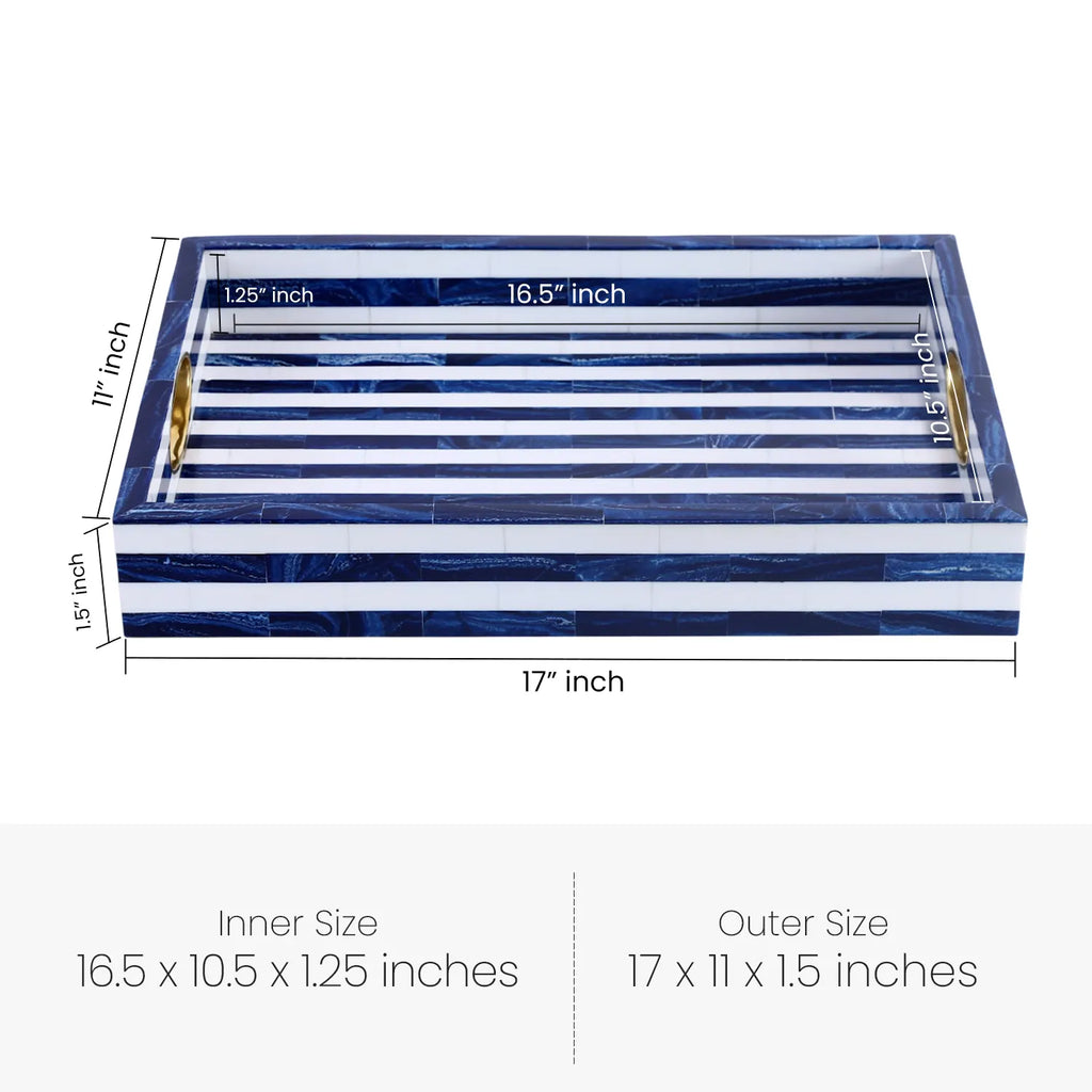 Decorative Tray Handmade Optique Madrid Inspired Resin Inlay – 11" x 17"