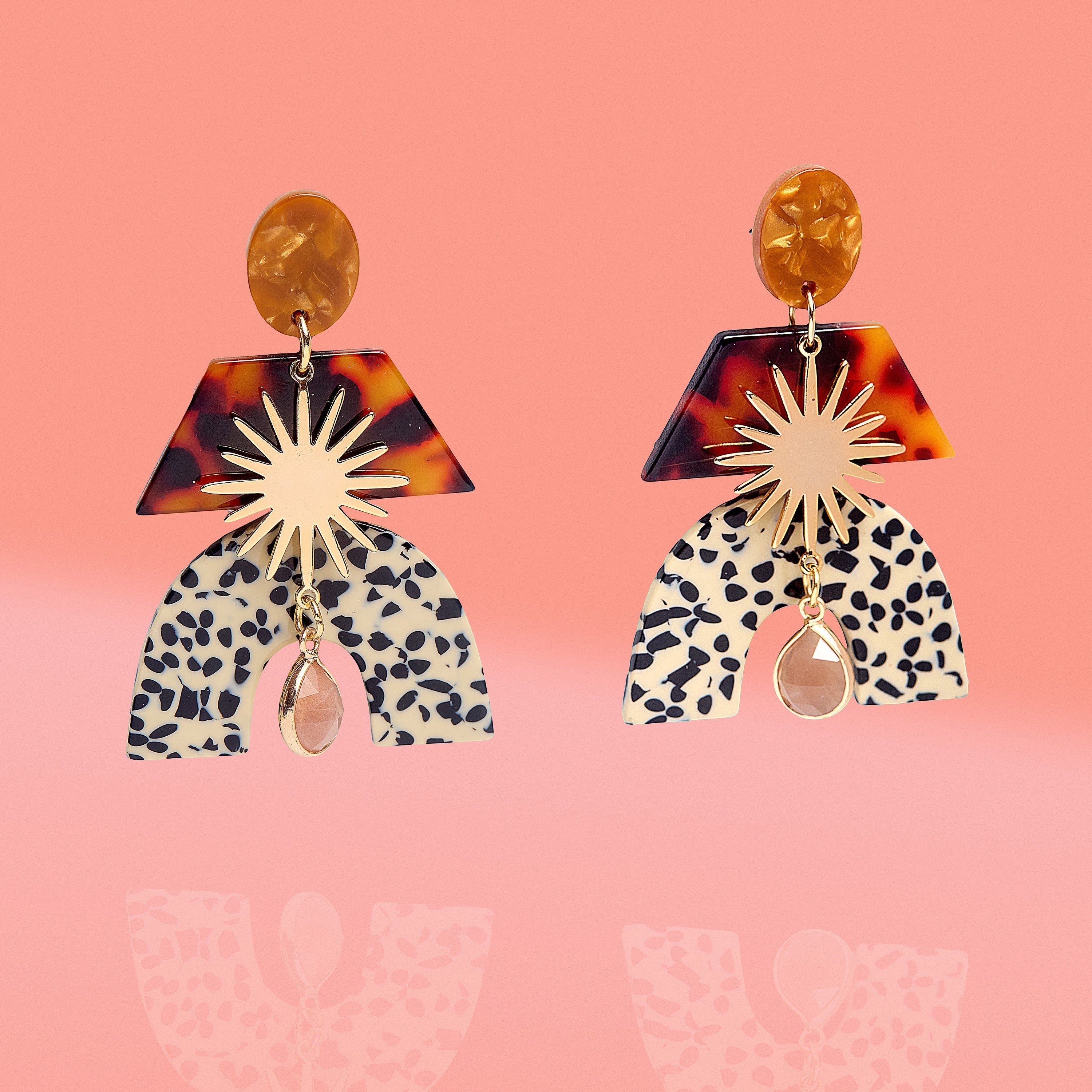 Fiona Glam Mixed Media Earrings Tiger Eye