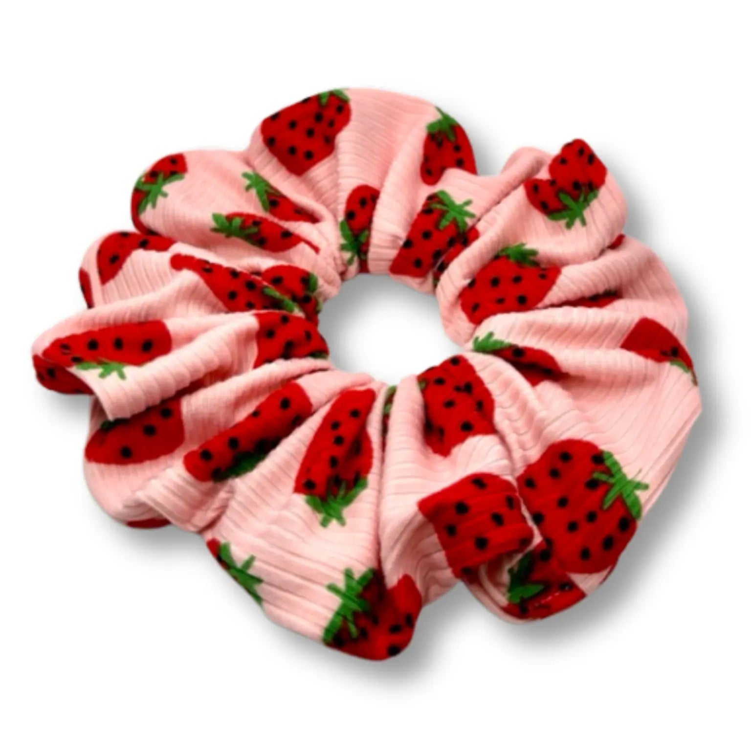 Strawberry Ribbed Scrunchie