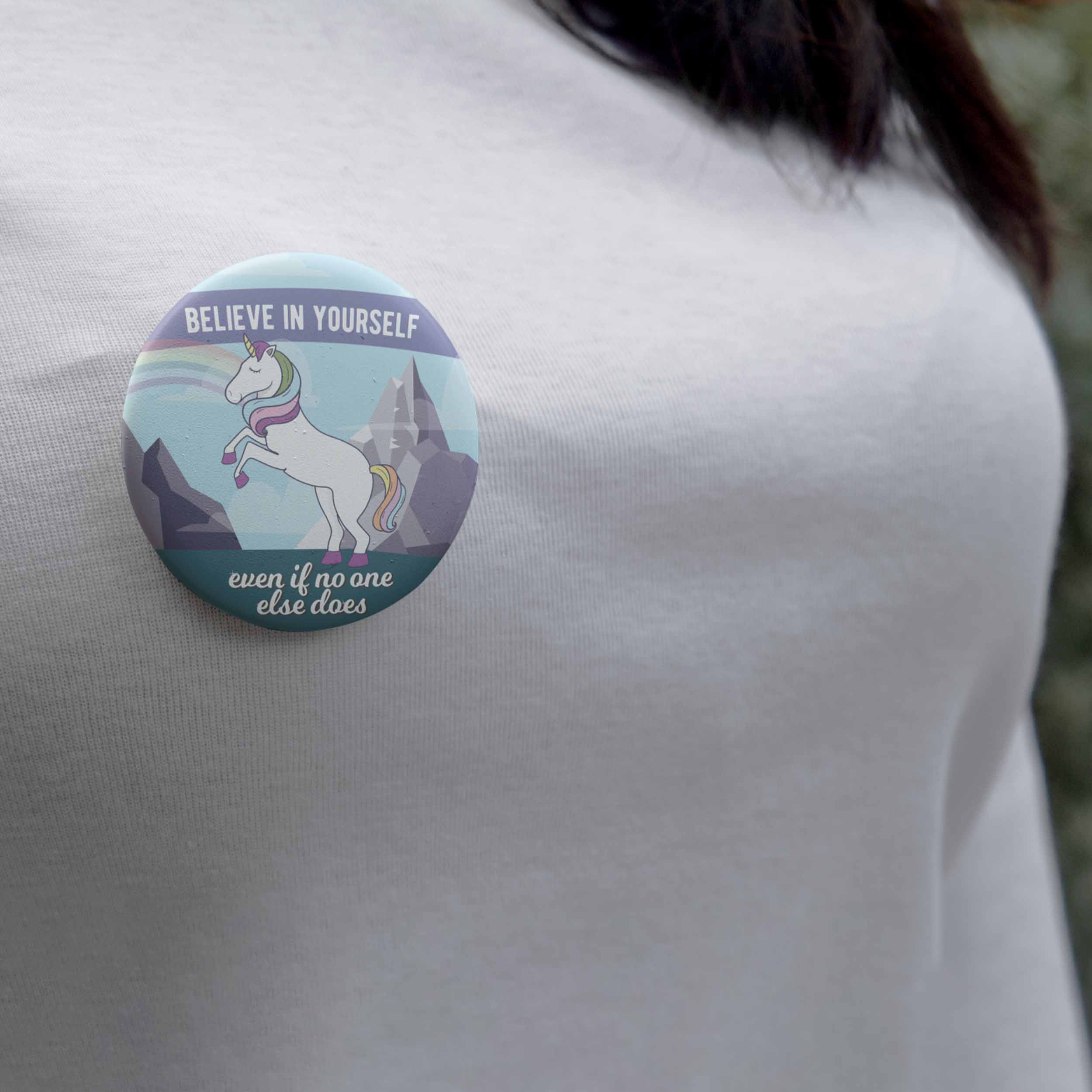 Believe Unicorn Pin - 2.25" Button