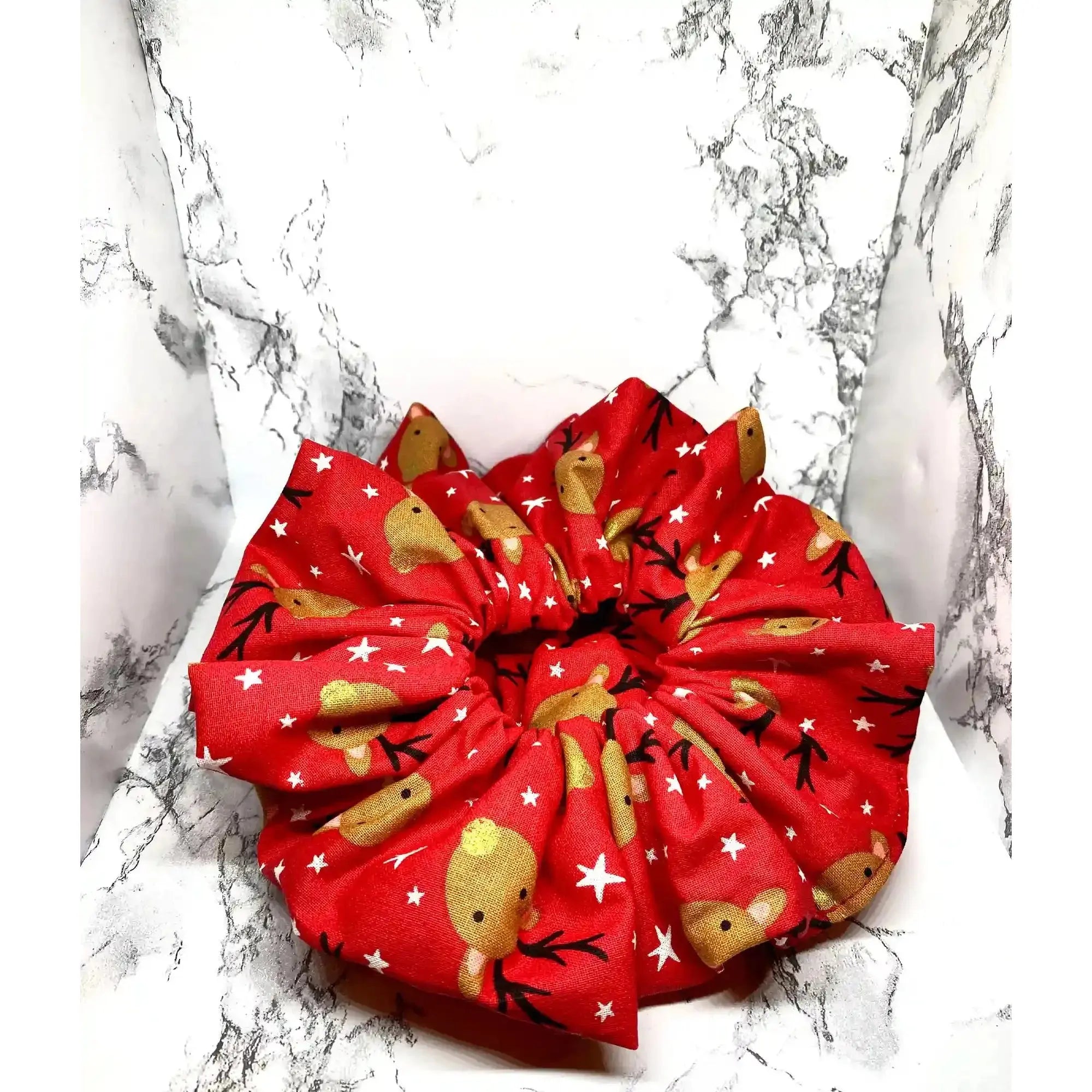Red Reindeer Christmas Scrunchie