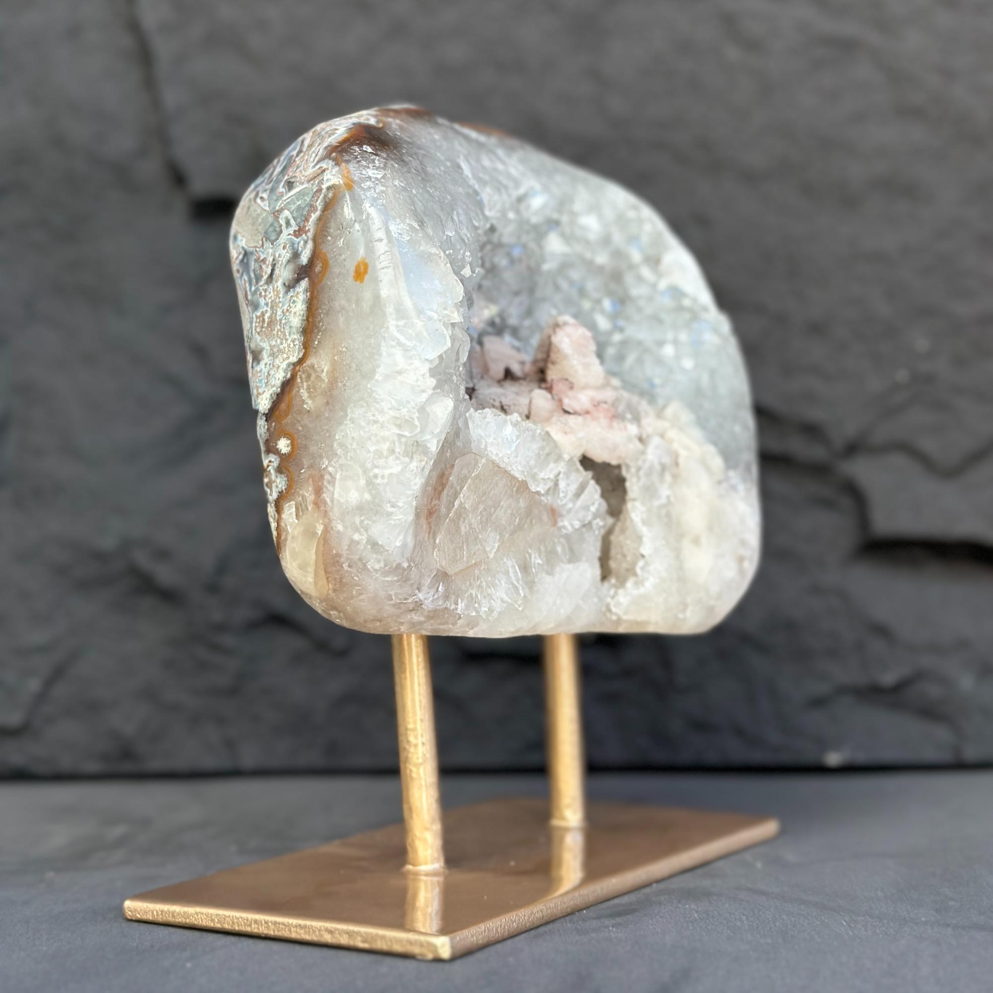 Uruguayan Quartz Geode With Stand For Collectors