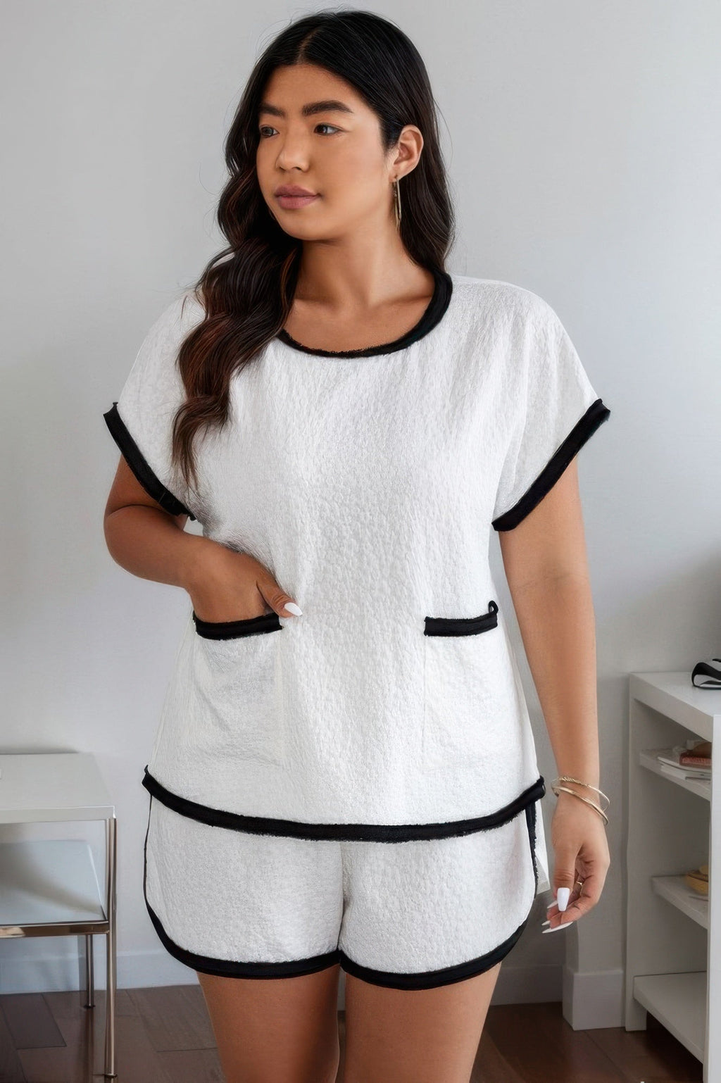 Two Pieces Pocket Elastic Waist Sets