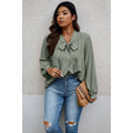 Solid Ruched Knot Loose Fit Top