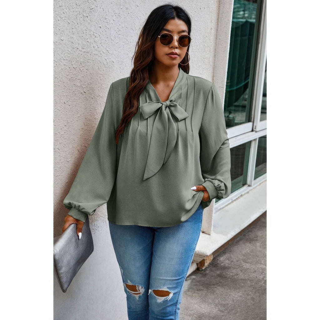 Solid Ruched Knot Loose Fit Top