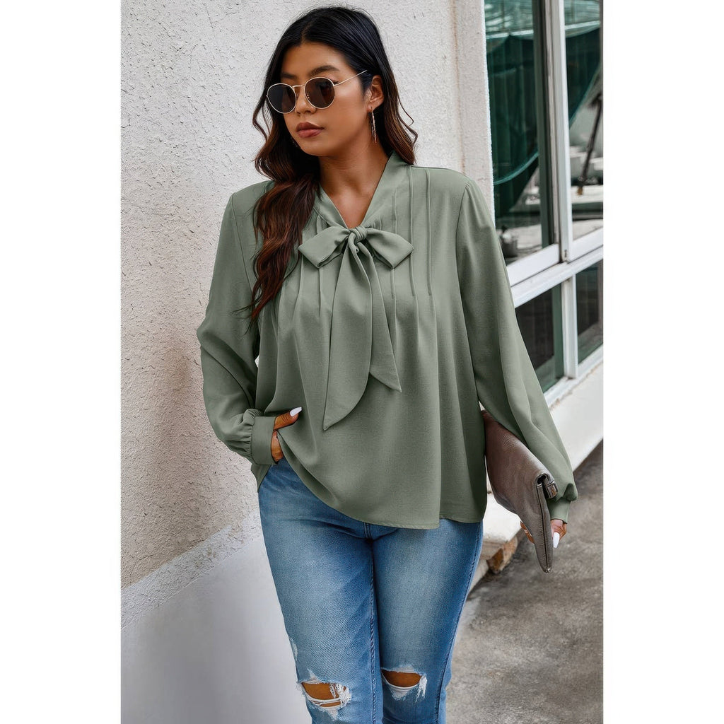 Solid Ruched Knot Loose Fit Top