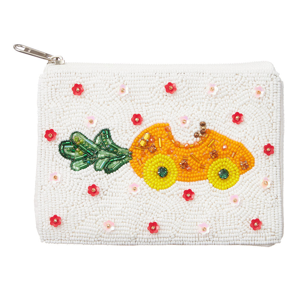 Carrot Flower Sequin Seed Beaded Mini Pouch Bag