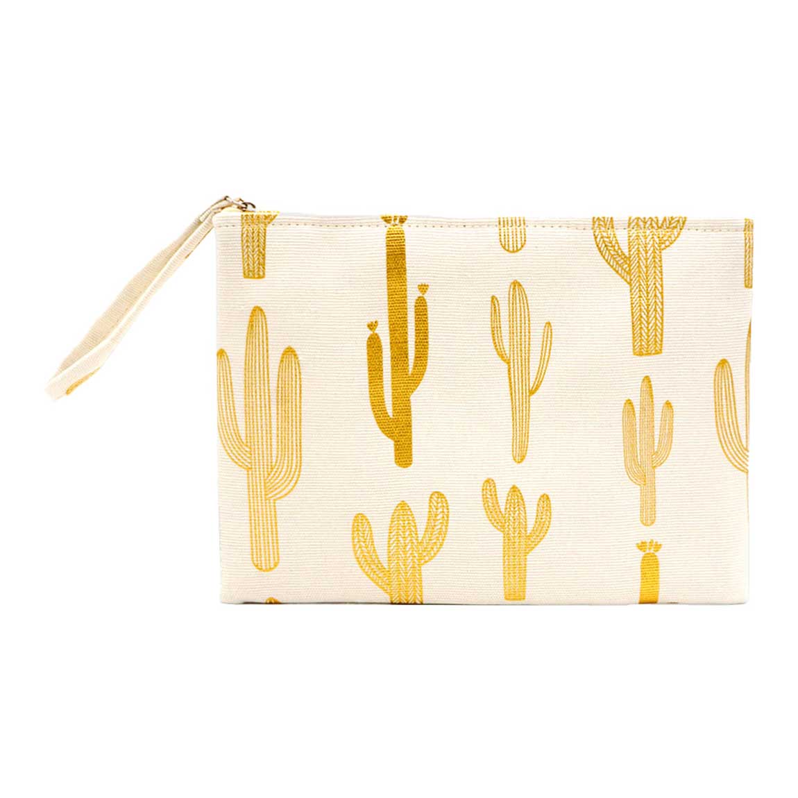 Metallic Cactus Patterned Pouch Clutch Bag