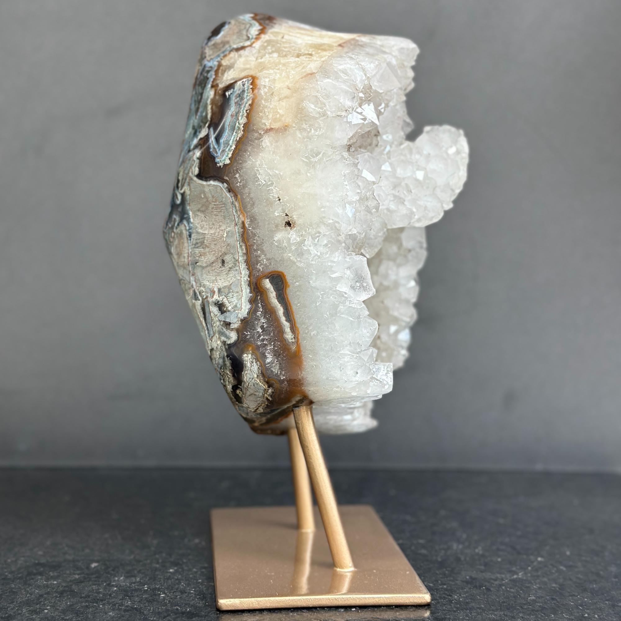 White Quartz With Metal Display Stand
