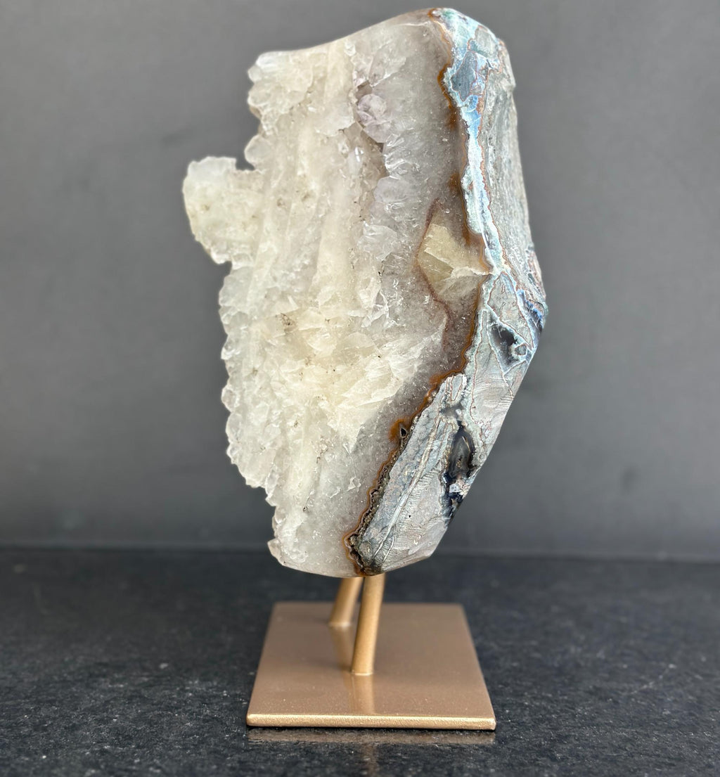 White Quartz With Metal Display Stand