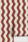 Ziggy Stripe Wallpaper, white and chili oil