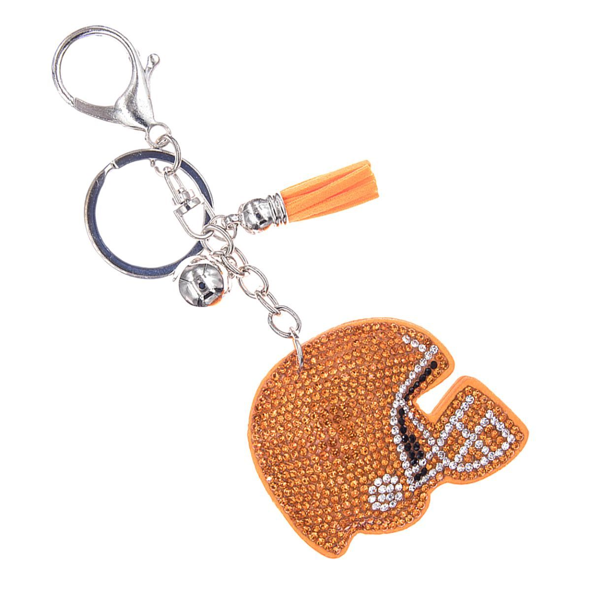 Football Helmet Keychain Bag Charm in Orange – Trendy Accessory