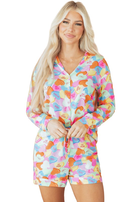 Valentine Heart Candy Shirt and Shorts Pajama Set
