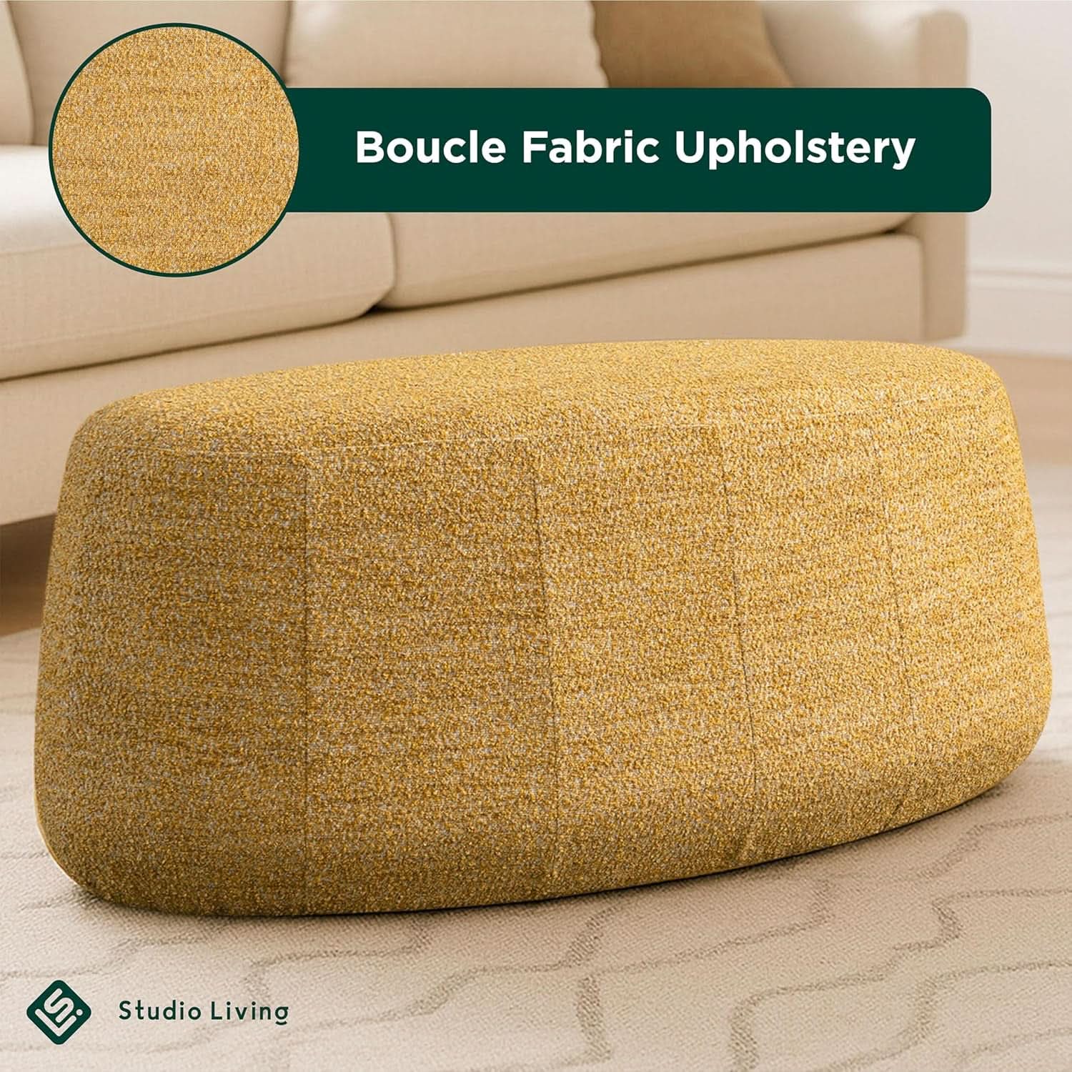 40-Inch Oval Upholstered Ottoman For Modern Living