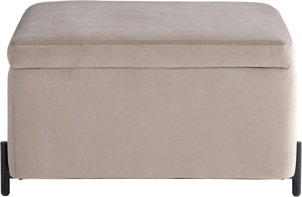 Connor Thirty One Point One Inch Taupe Velvet Storage Ottoman