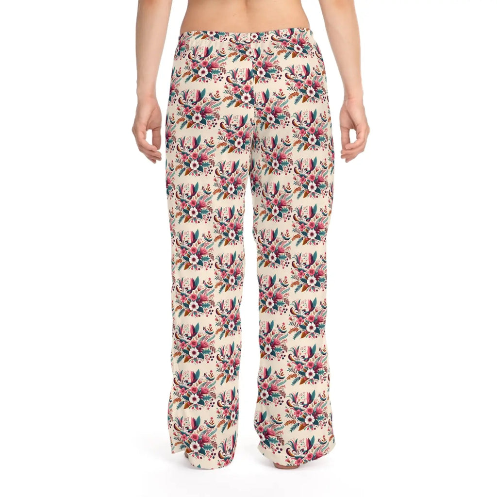 Chic Pajama Pants - Abstract Floral Polyester Jersey - DipaliZ