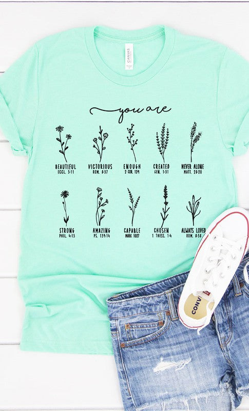 You Are Inspirational Floral Graphic Tee T-Shirt