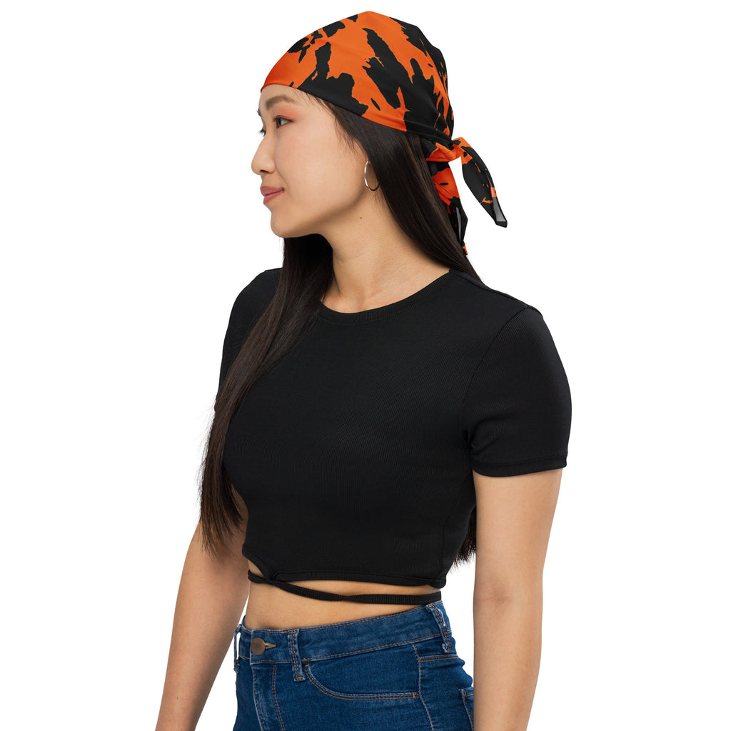 Black and Orange Spooky Paint Splatter Graffiti Rave Bandana