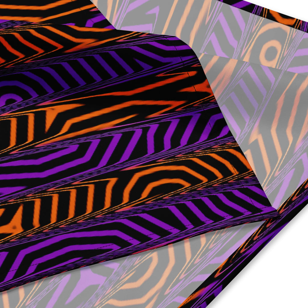 Orange and Purple Spooky Stripes Rave Bandana